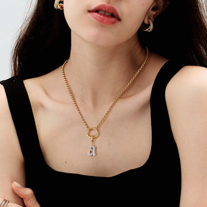KissYan Plated Initial Letter Pendant Box Chain Necklace
