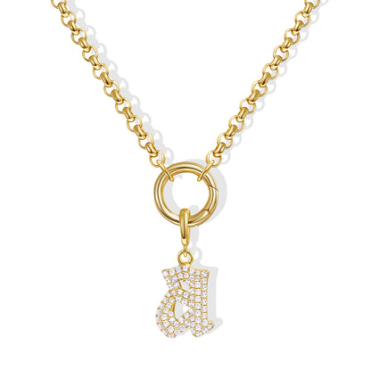 KissYan Plated Initial Letter Pendant Box Chain Necklace