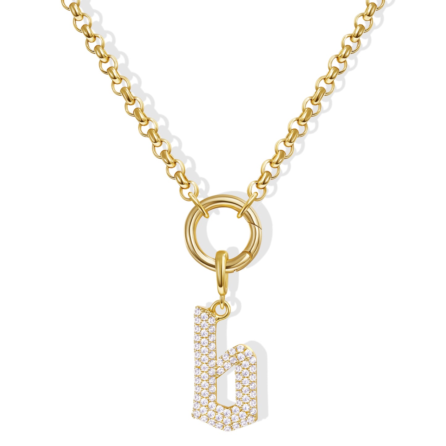 KissYan Plated Initial Letter Pendant Box Chain Necklace