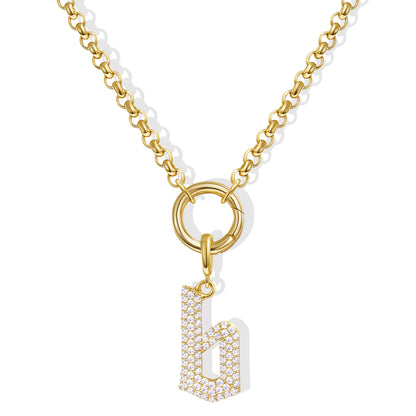 KissYan Plated Initial Letter Pendant Box Chain Necklace