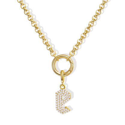 KissYan Plated Initial Letter Pendant Box Chain Necklace