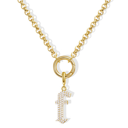 KissYan Plated Initial Letter Pendant Box Chain Necklace