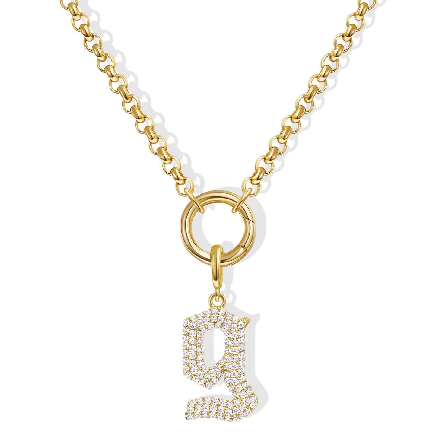 KissYan Plated Initial Letter Pendant Box Chain Necklace