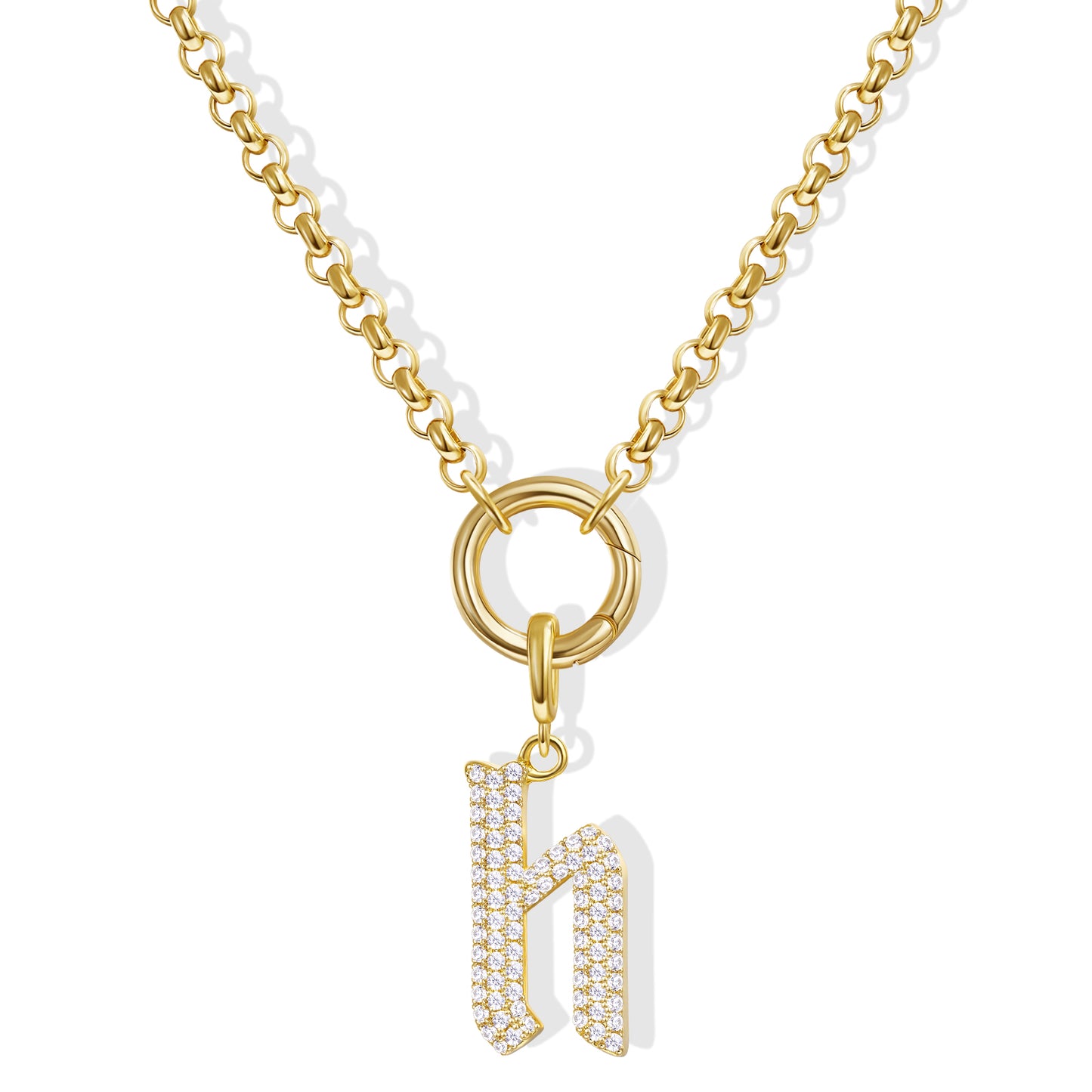 KissYan Plated Initial Letter Pendant Box Chain Necklace