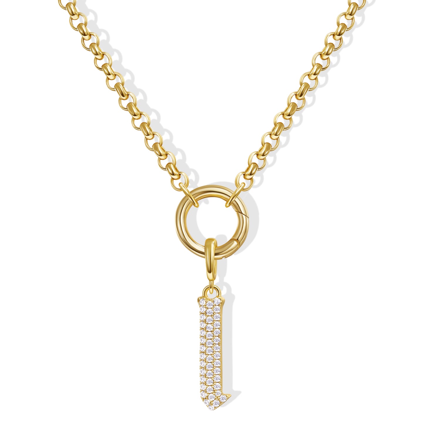 KissYan Plated Initial Letter Pendant Box Chain Necklace