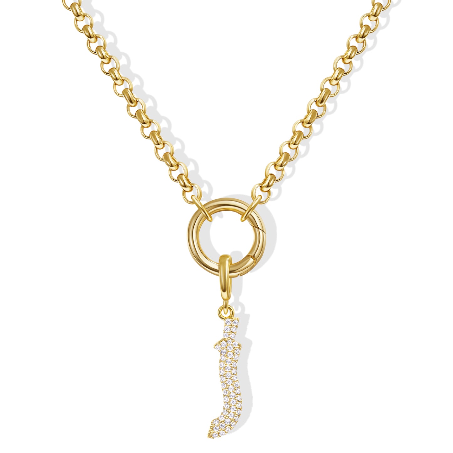 KissYan Plated Initial Letter Pendant Box Chain Necklace
