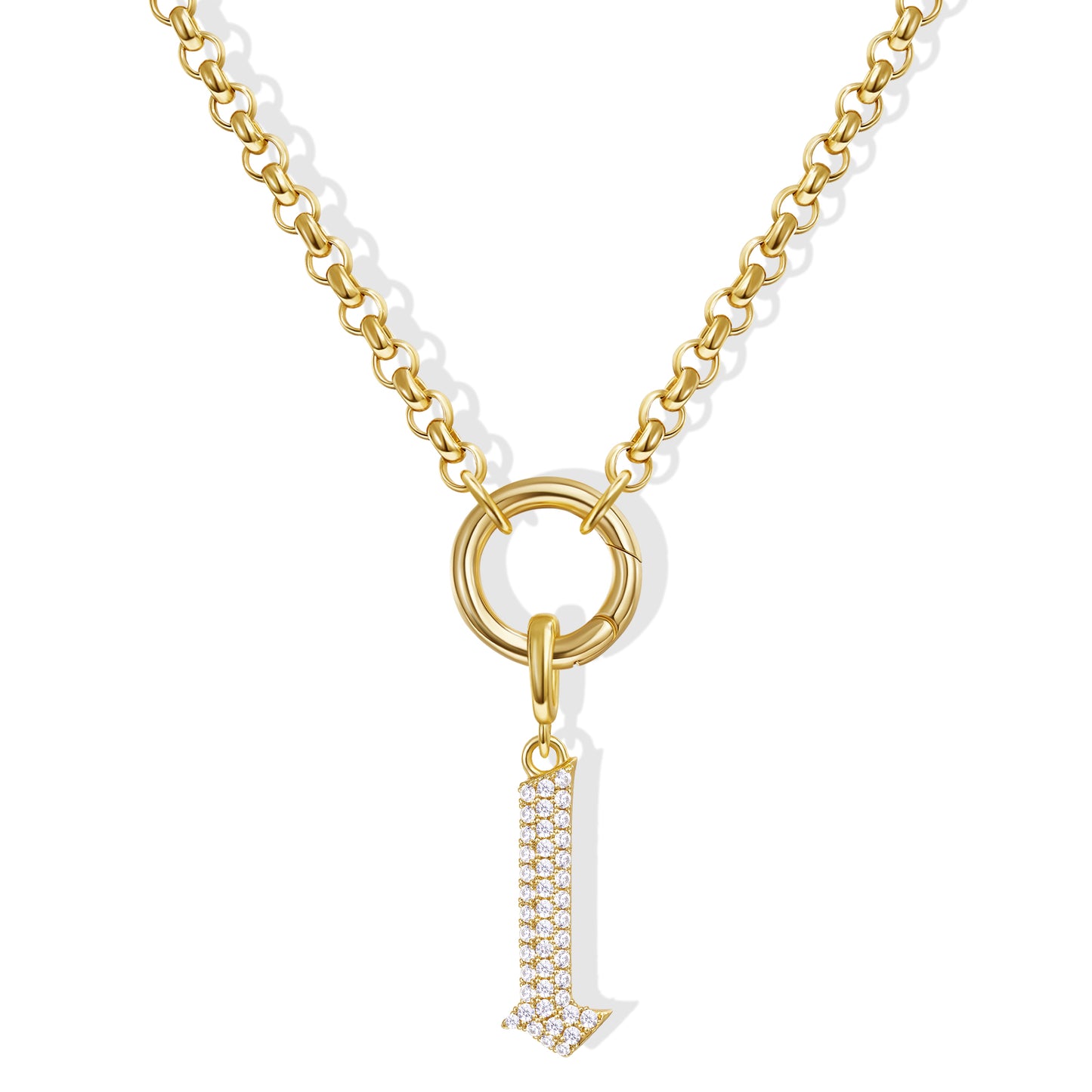 KissYan Plated Initial Letter Pendant Box Chain Necklace