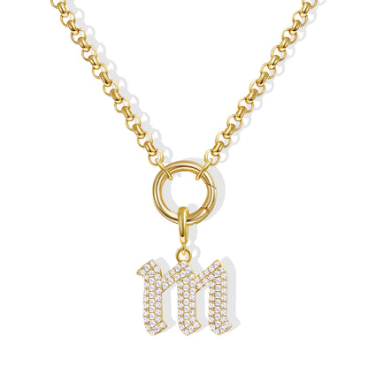 KissYan Plated Initial Letter Pendant Box Chain Necklace