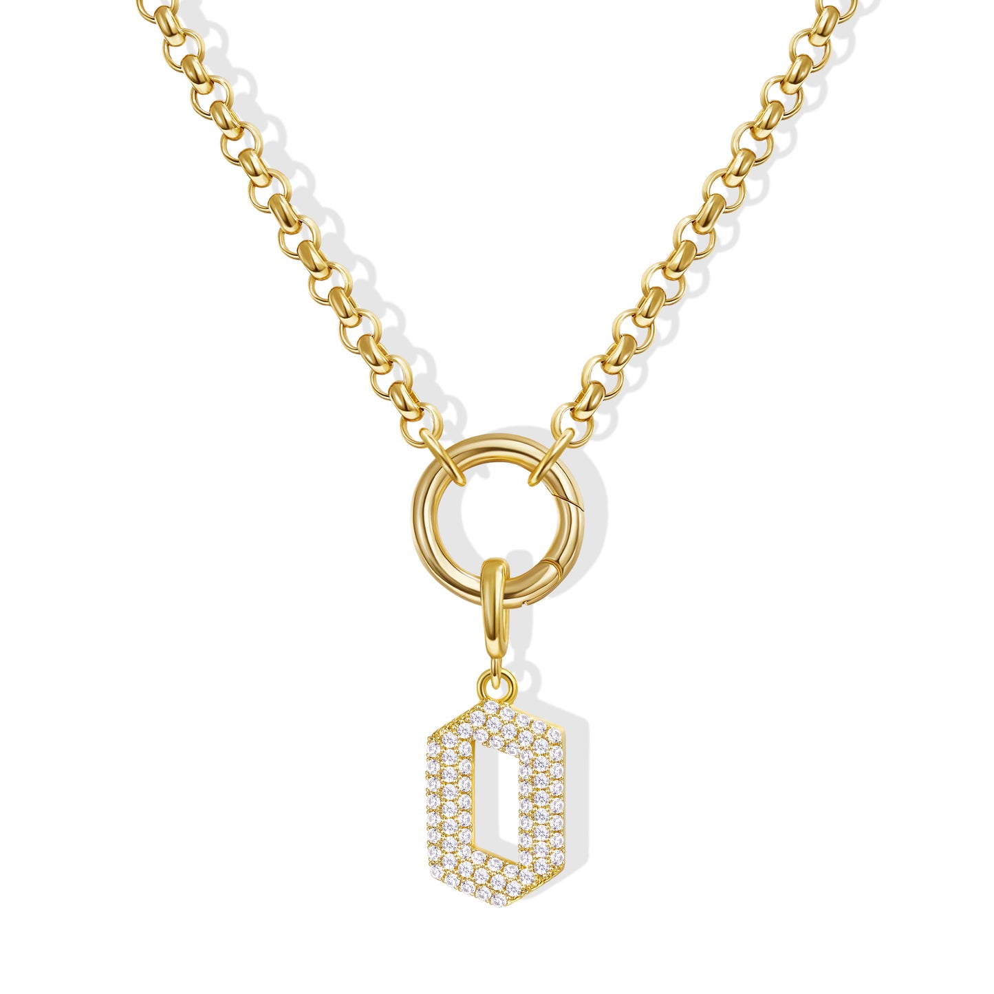 KissYan Plated Initial Letter Pendant Box Chain Necklace