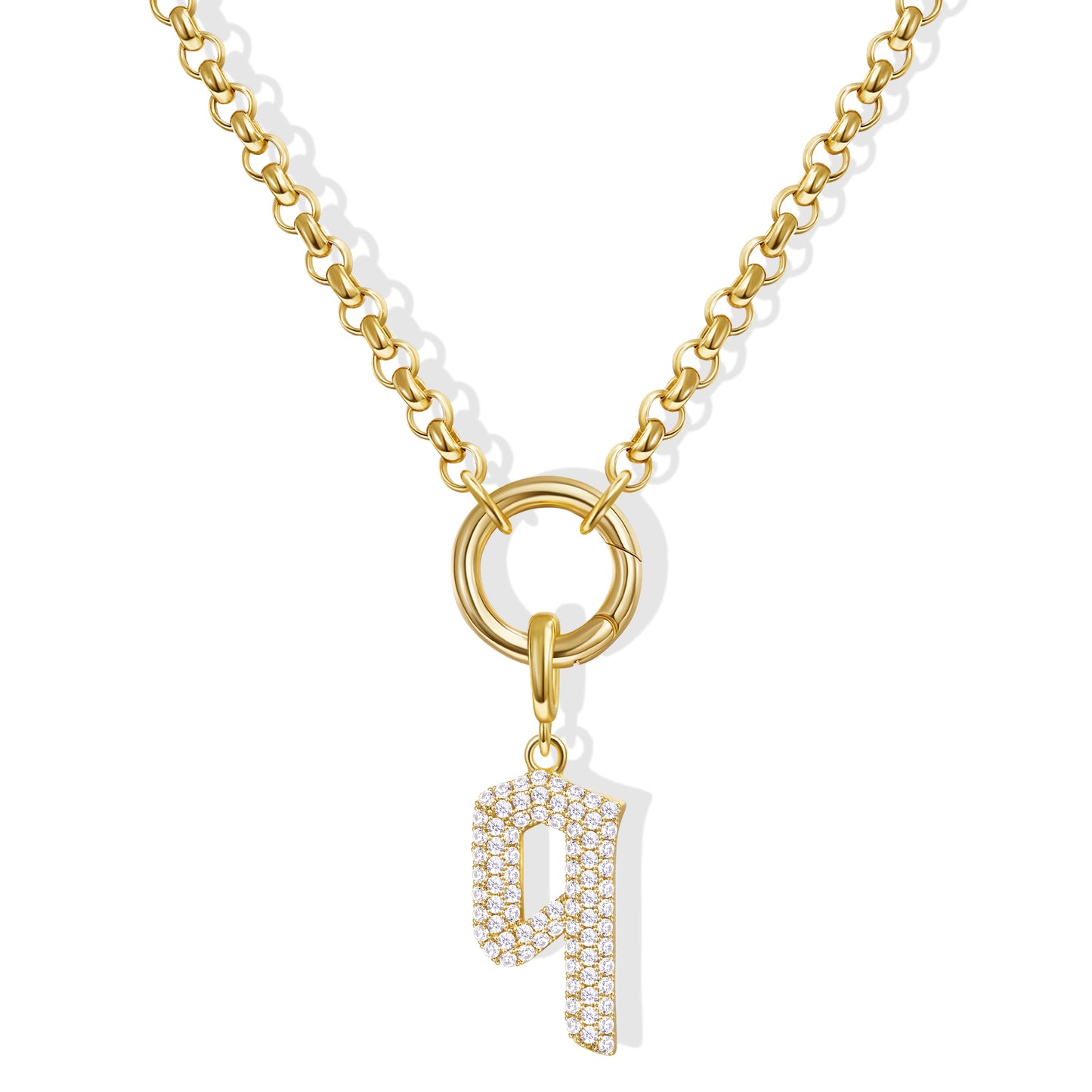 KissYan Plated Initial Letter Pendant Box Chain Necklace