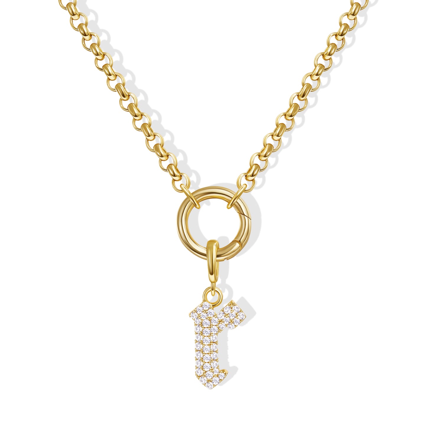 KissYan Plated Initial Letter Pendant Box Chain Necklace