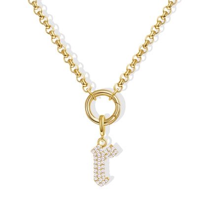 KissYan Plated Initial Letter Pendant Box Chain Necklace