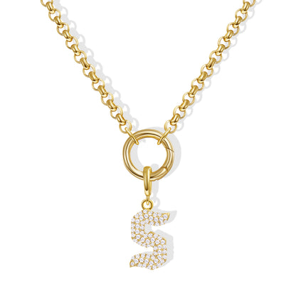 KissYan Plated Initial Letter Pendant Box Chain Necklace