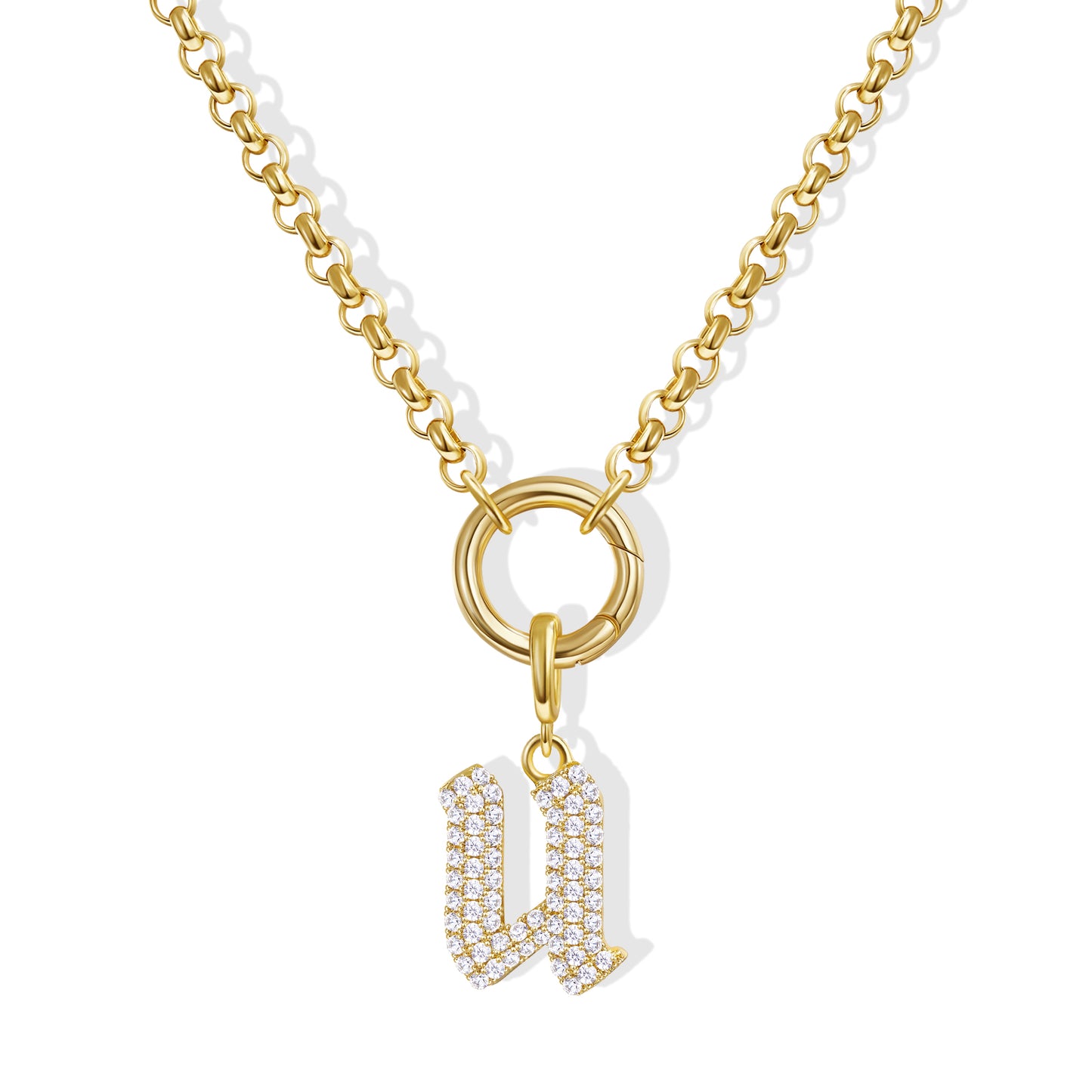 KissYan Plated Initial Letter Pendant Box Chain Necklace