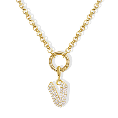 KissYan Plated Initial Letter Pendant Box Chain Necklace