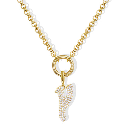 KissYan Plated Initial Letter Pendant Box Chain Necklace