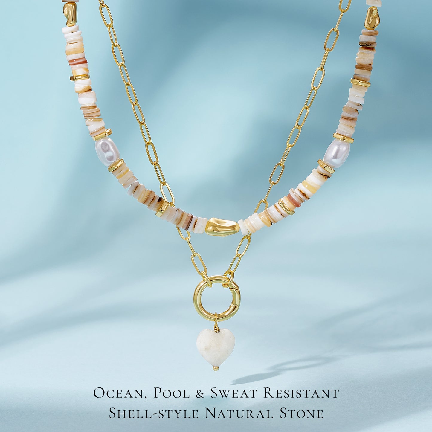 KissYan Necklaces Layered Paperclip Choker with Heart Pendant