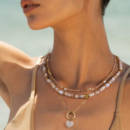 KissYan Necklaces Layered Paperclip Choker with Heart Pendant