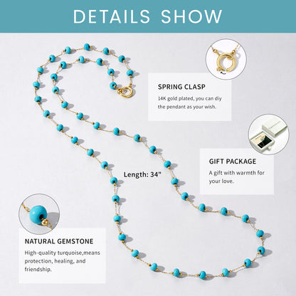 KissYan 14K Gold Plated Turquoise Beaded Boho Layered Choker