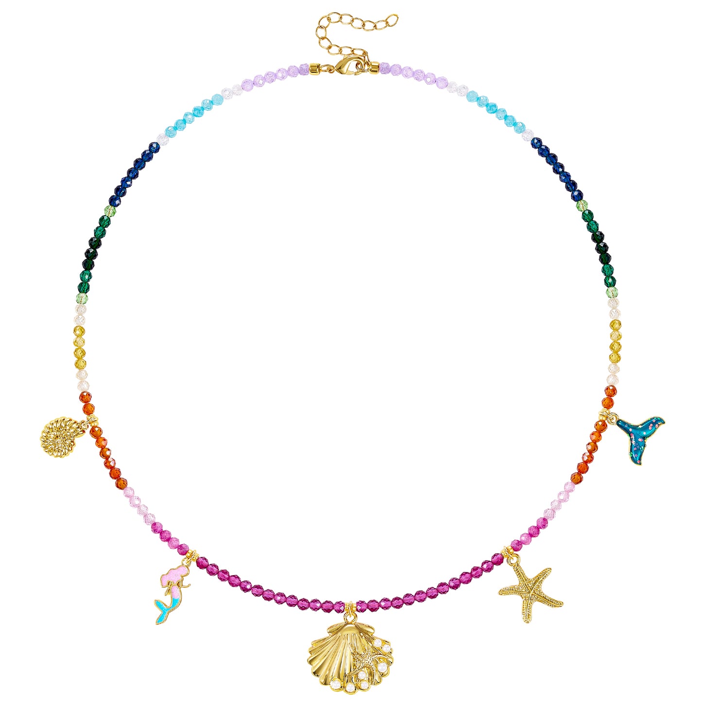 KissYan Beaded Necklace Beach Shell Star Starfish Mermaid