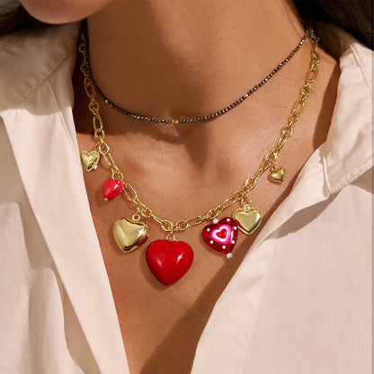 KissYan Charm Necklace Heart Starfish Sun Pendant