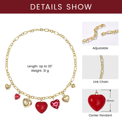 KissYan Charm Necklace Heart Starfish Sun Pendant