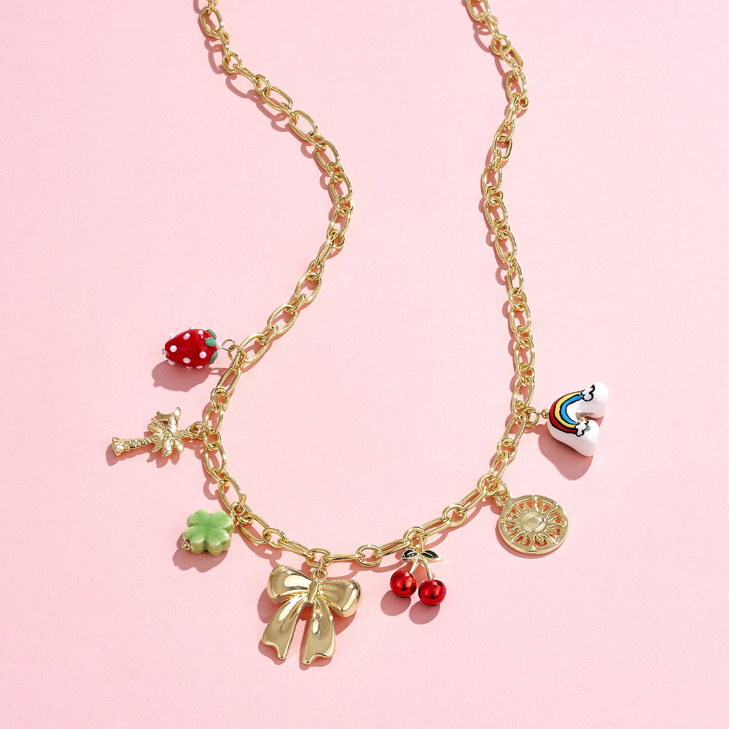 KissYan Charm Necklace Heart Starfish Sun Pendant