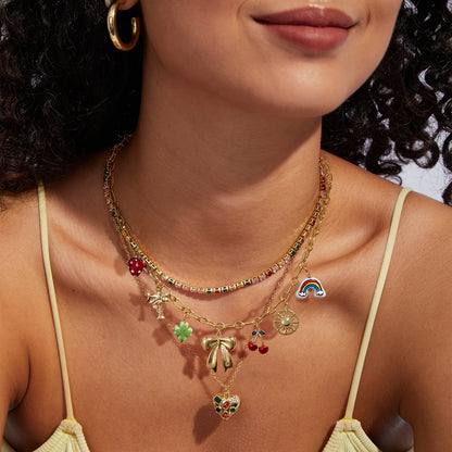 KissYan Charm Necklace Heart Starfish Sun Pendant