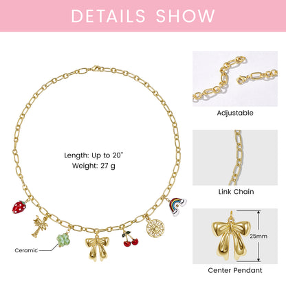 KissYan Charm Necklace Heart Starfish Sun Pendant