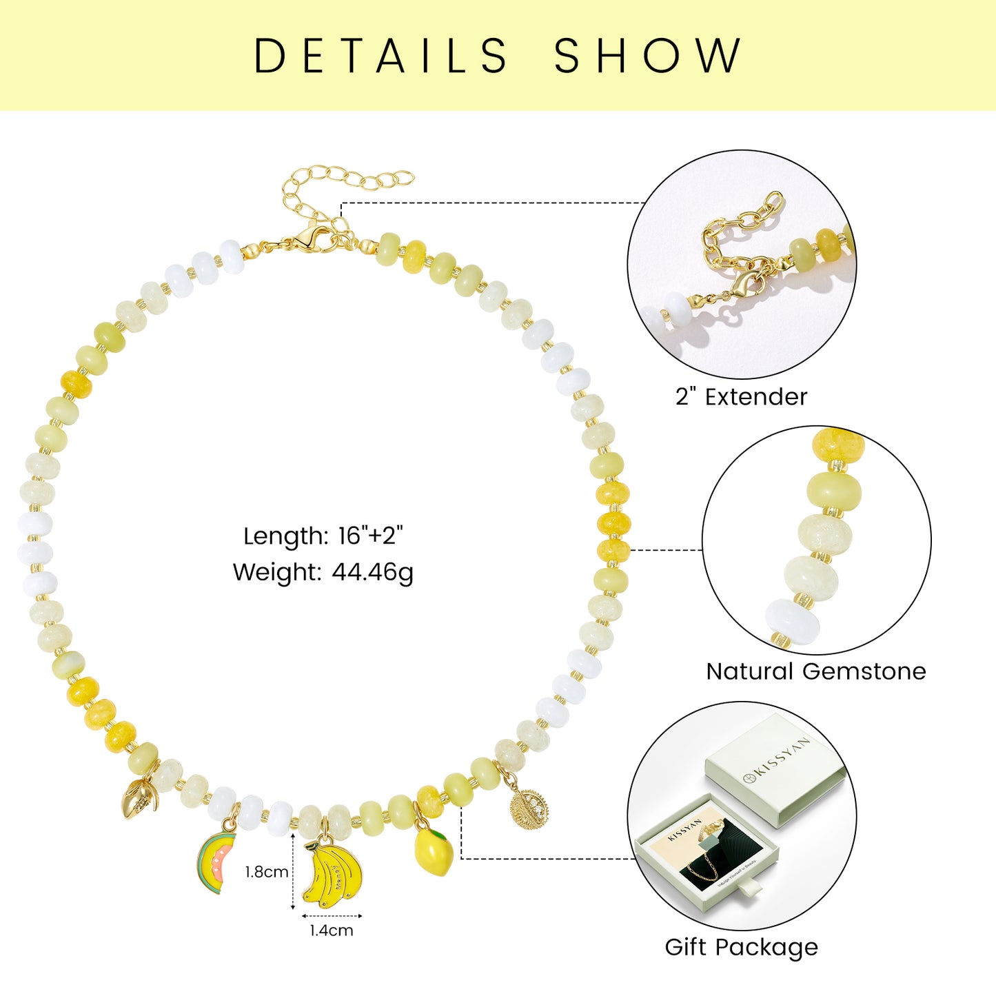 KissYan Charm Beaded Necklace with Fruit Pendant