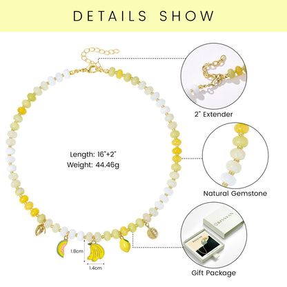 KissYan Charm Beaded Necklace with Fruit Pendant