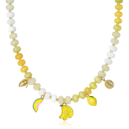 KissYan Charm Beaded Necklace with Fruit Pendant