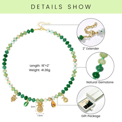 KissYan Charm Beaded Necklace with Fruit Pendant