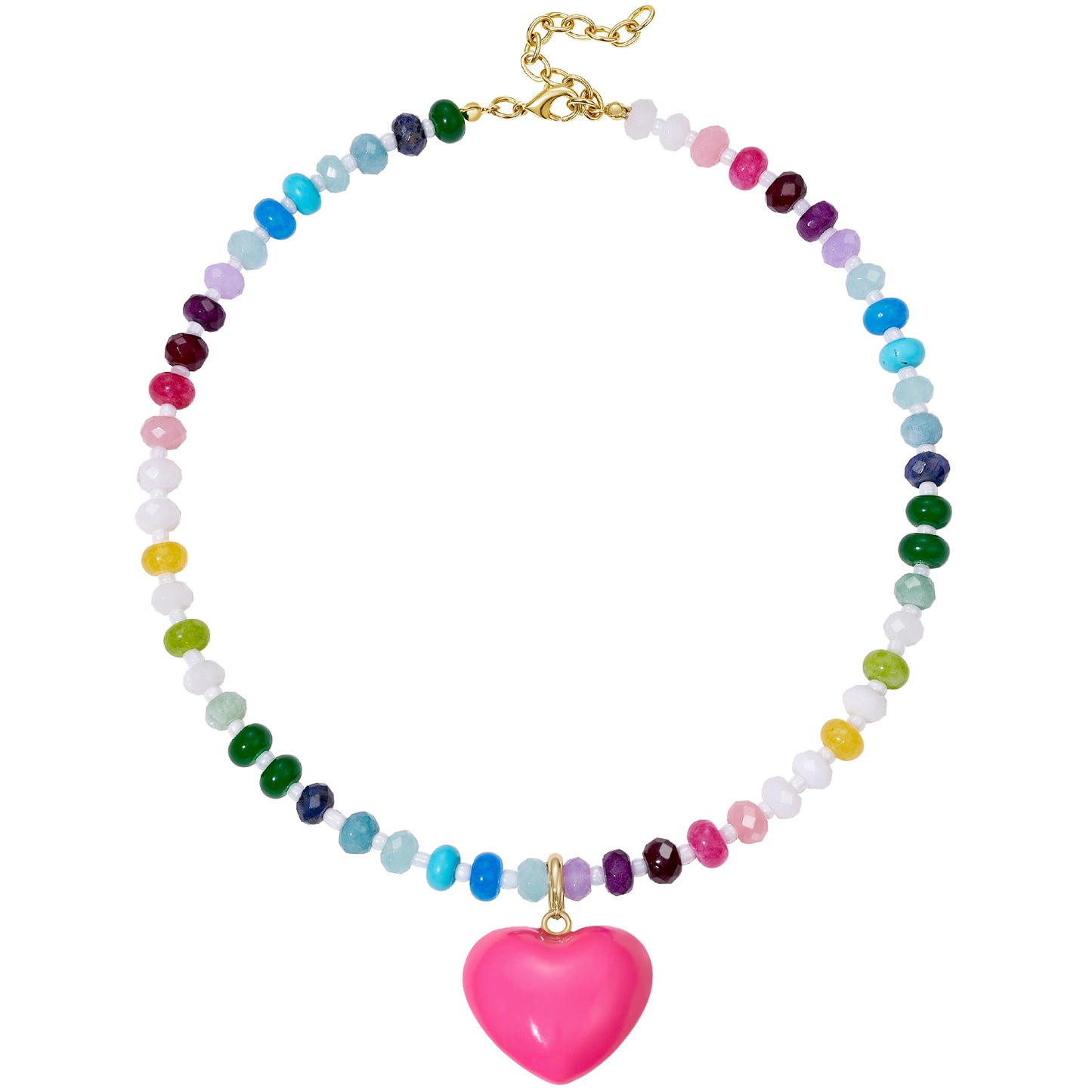 KissYan Beaded Bubble Puffy Heart Necklaces Colorful Choker