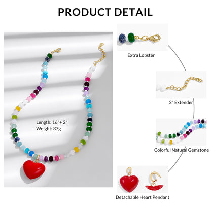 KissYan Beaded Bubble Puffy Heart Necklaces Colorful Choker