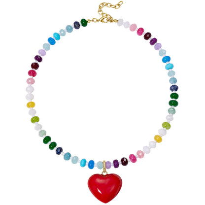KissYan Beaded Bubble Puffy Heart Necklaces Colorful Choker