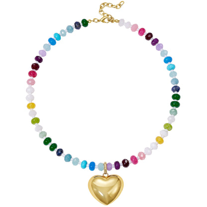 KissYan Beaded Bubble Puffy Heart Necklaces Colorful Choker