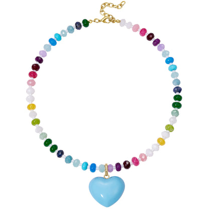 KissYan Beaded Bubble Puffy Heart Necklaces Colorful Choker