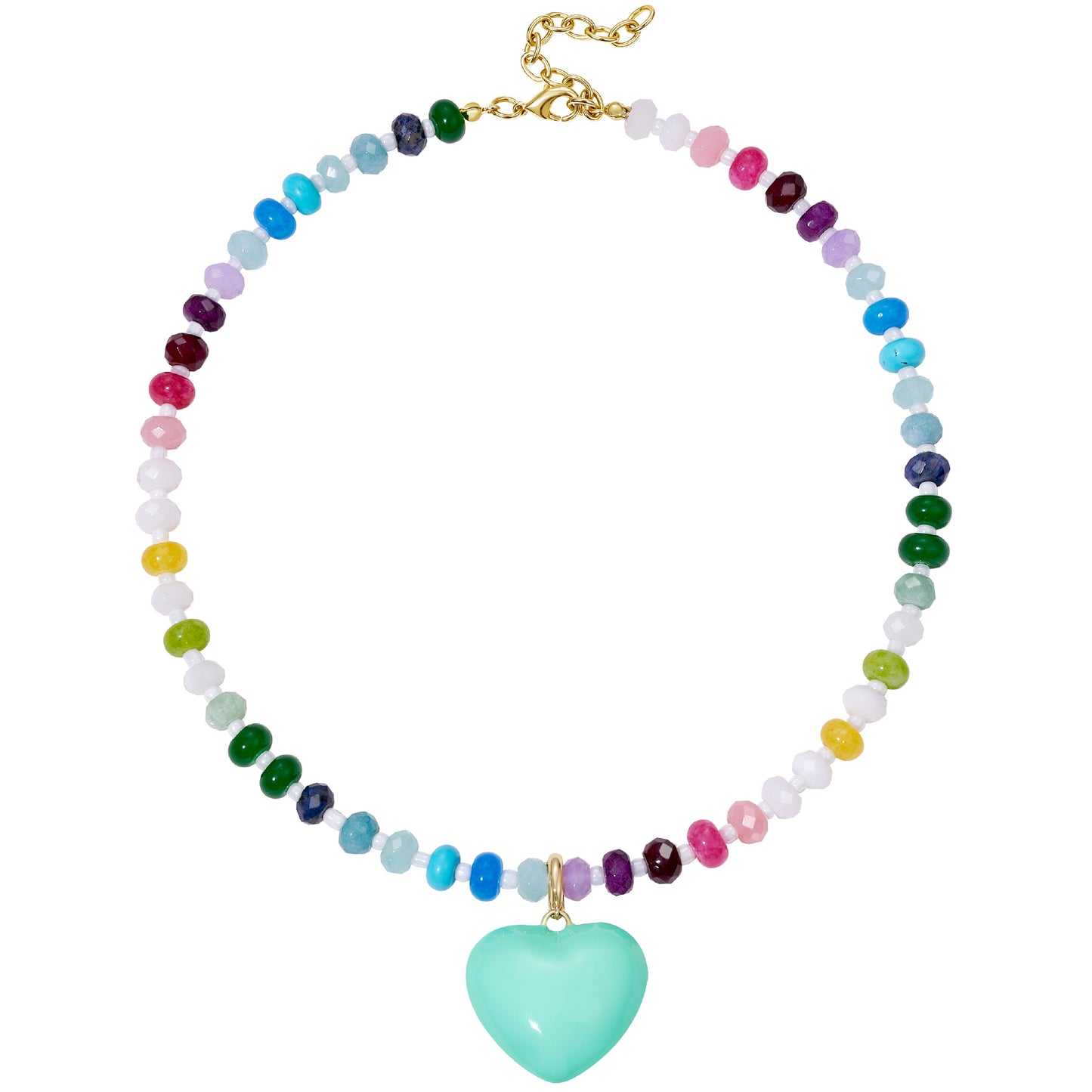 KissYan Beaded Bubble Puffy Heart Necklaces Colorful Choker