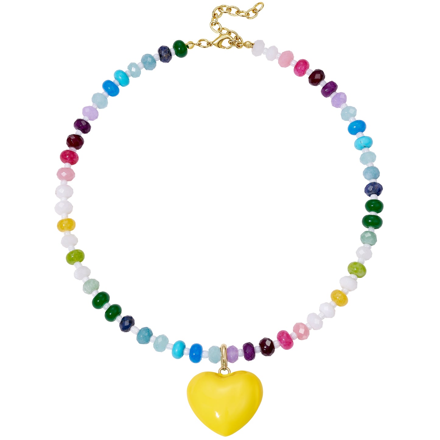 KissYan Beaded Bubble Puffy Heart Necklaces Colorful Choker