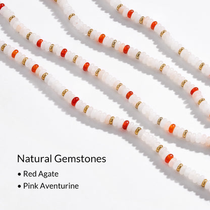 KissYan Beaded Layered Pendant Necklace with Link Chain