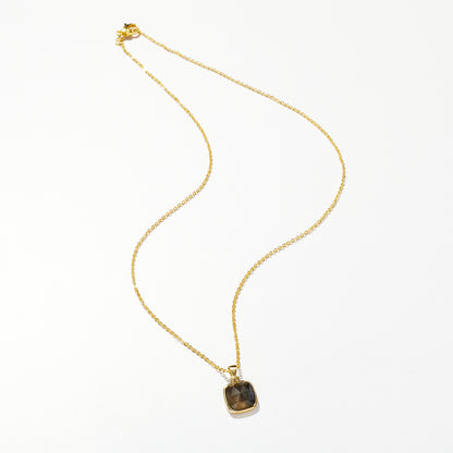 14K Gold Healing Crystal Necklace Natural Energy Stone Pendant Necklace - Labradorite
