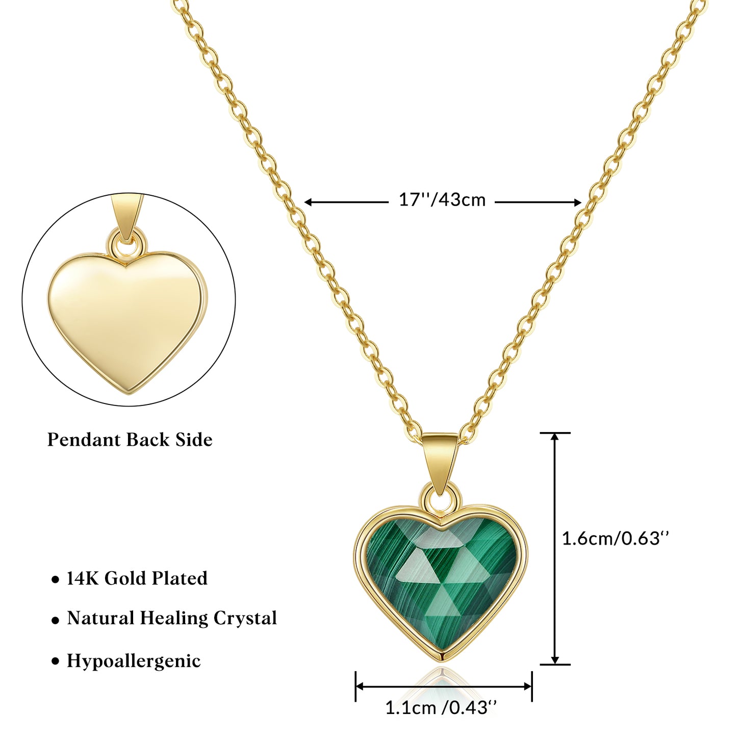 Natural Stone Heart Pendant Necklace