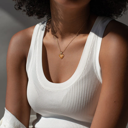 Natural Stone Heart Pendant Necklace