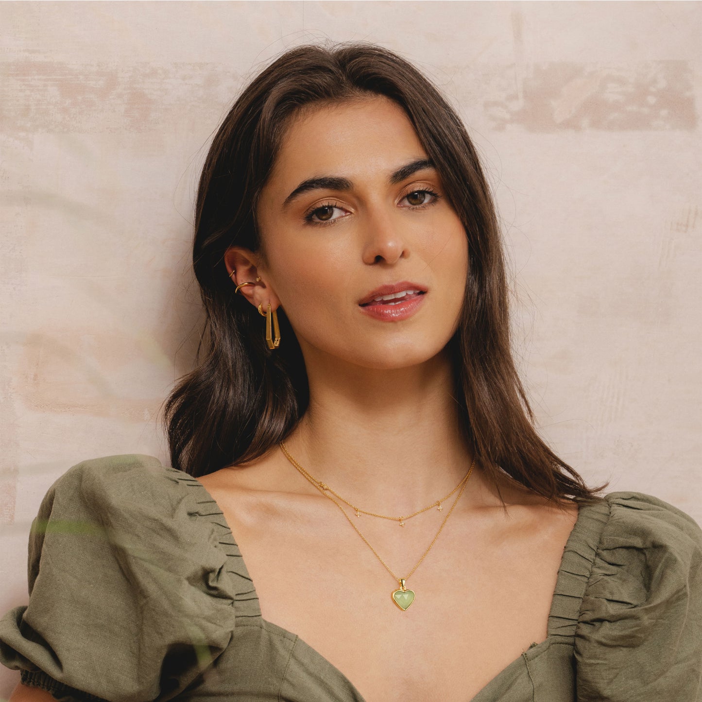 Natural Stone Heart Pendant Necklace