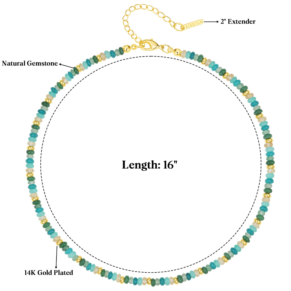 Boho Amazonite Bead Gemstone Necklace