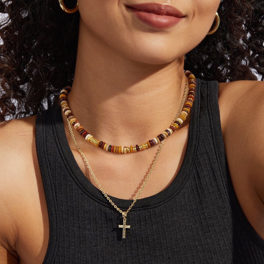 Boho Beaded Choker Natural Tiger Eye Stone Necklace