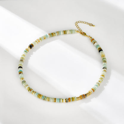 Boho Green Aventurine Beaded Choker Natural Stone Necklace