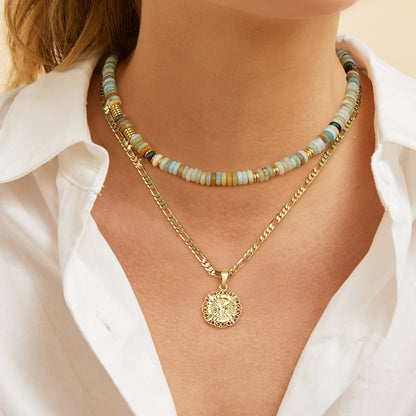 Boho Green Aventurine Beaded Choker Natural Stone Necklace