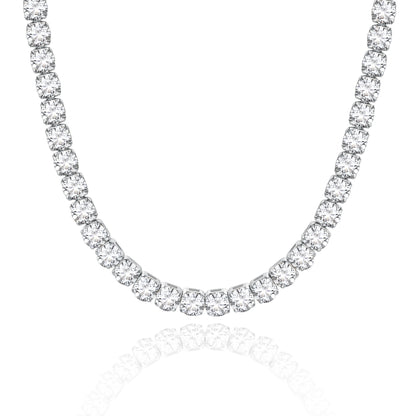 14K Gold Diamond Tennis Necklace CZ Baguette Tennis Chain- Round CZ